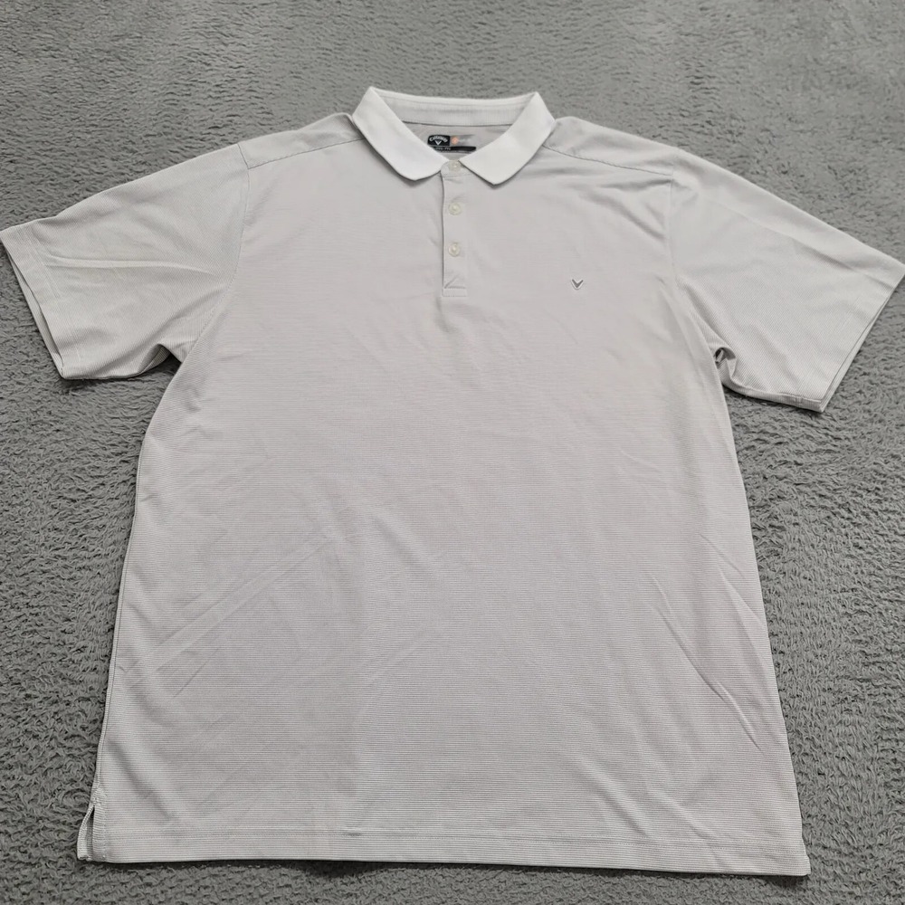 Callaway Shirt Mens XXL White Gray Opti Dri Polo Golf Rugby Outdoors Casual Logo